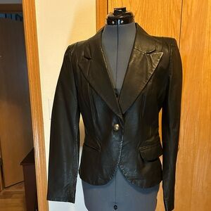 Boston Proper Black Leather Blazer